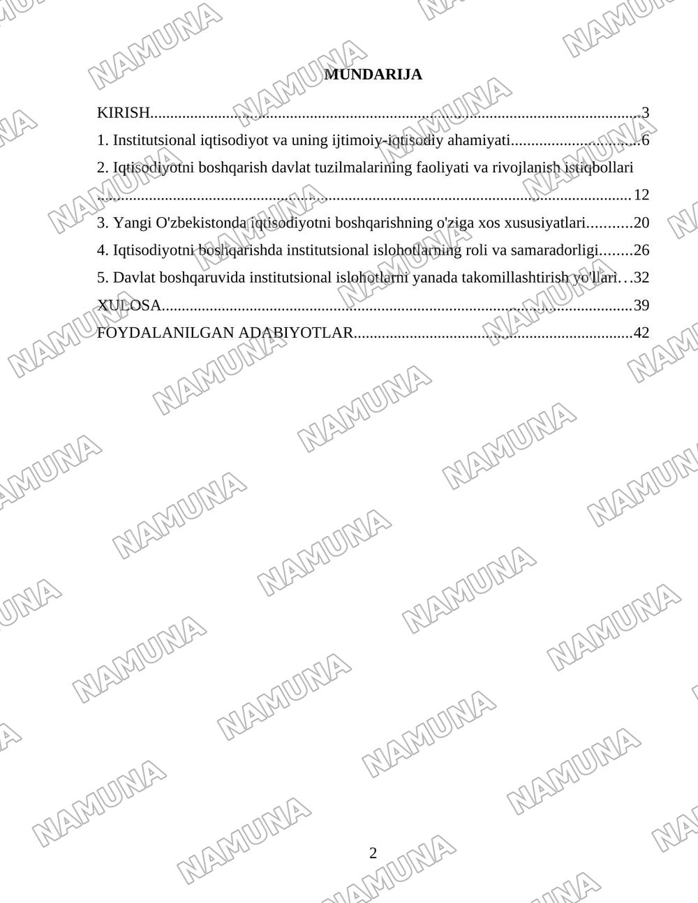 O'zbekistonda institutsional islohotlar va iqtisodiyotni boshqarish davlat tuzilmalarining shakllantirilishi. — 2-varaq