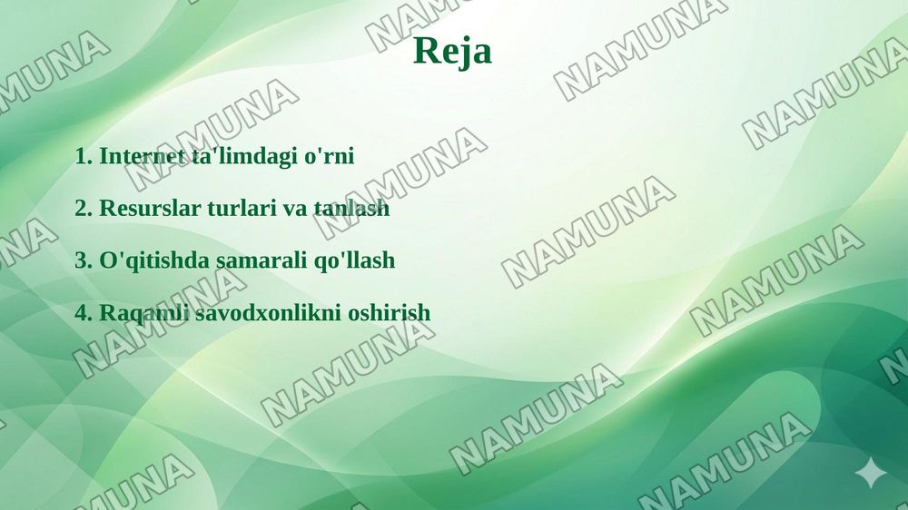 Internet resurslaridan ta'lim jarayonida foydalanish — 2-slayd