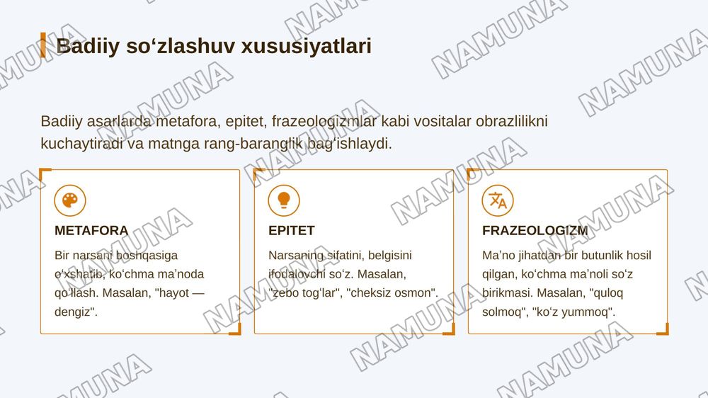 Badiiy soʻzlashuv rasmiy ilmiy ommabop nutq uslublarini tavsiflash — 5-slayd