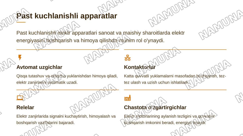 Past kuchlanishli elektr apparatlarini belgilashdagi qisqartmalar — 4-slayd