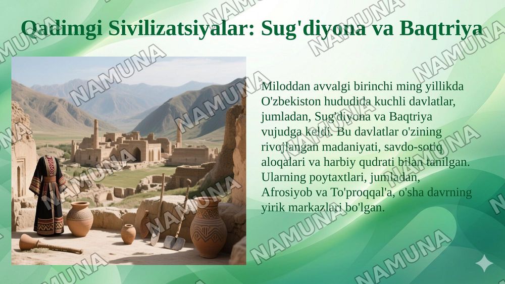 O'zbekiston tarixi eng qadimgi davri — 6-slayd