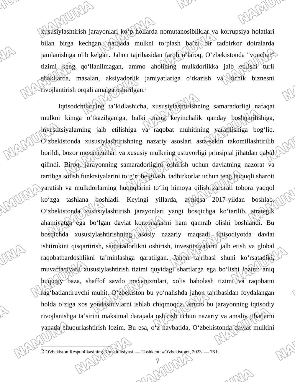 Oʻzbekistonda xususiylashtirish jarayonlarning vazifalari va bosqichlari — 7-varaq