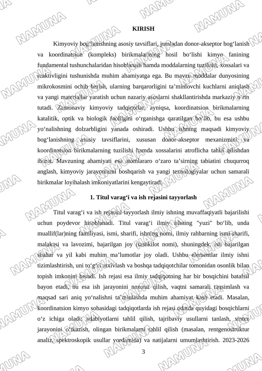 Kimyoviy bog‘lanishning asosiy tavsiflari. Donor-akseptor bog‘lanish. Koordinatsion (kompleks) birikmalar. — 3-varaq