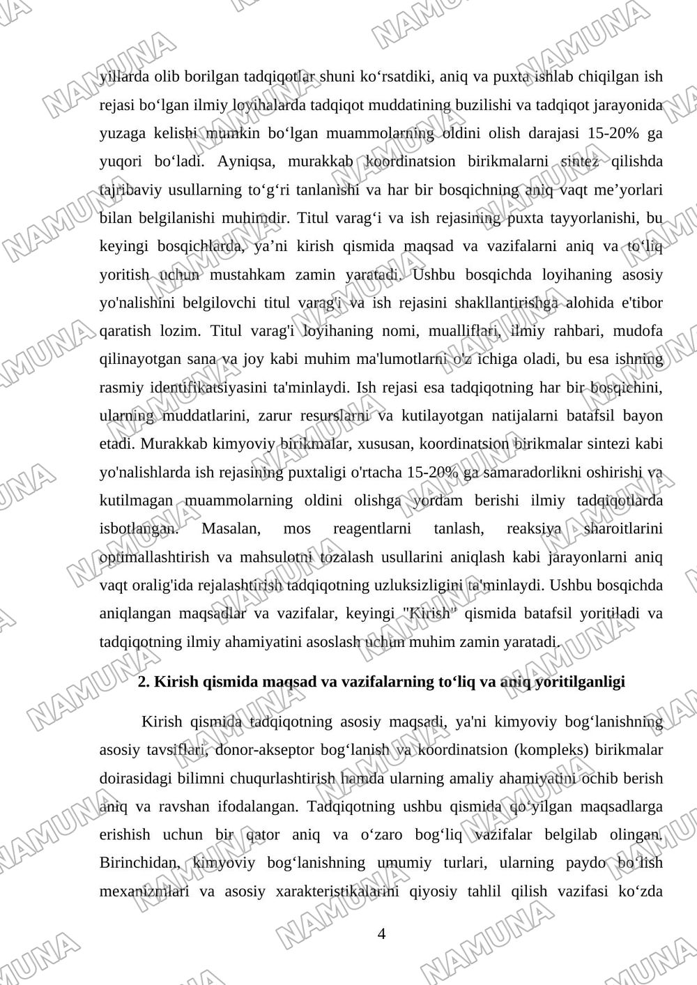 Kimyoviy bog‘lanishning asosiy tavsiflari. Donor-akseptor bog‘lanish. Koordinatsion (kompleks) birikmalar. — 4-varaq