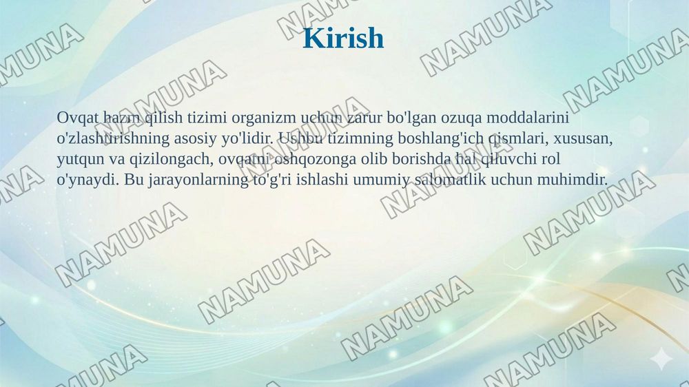 Ovqat hazm qilish sistemasi.Hazm tizimi oldingi qismi.Yutqun.Qizilongach — 3-slayd