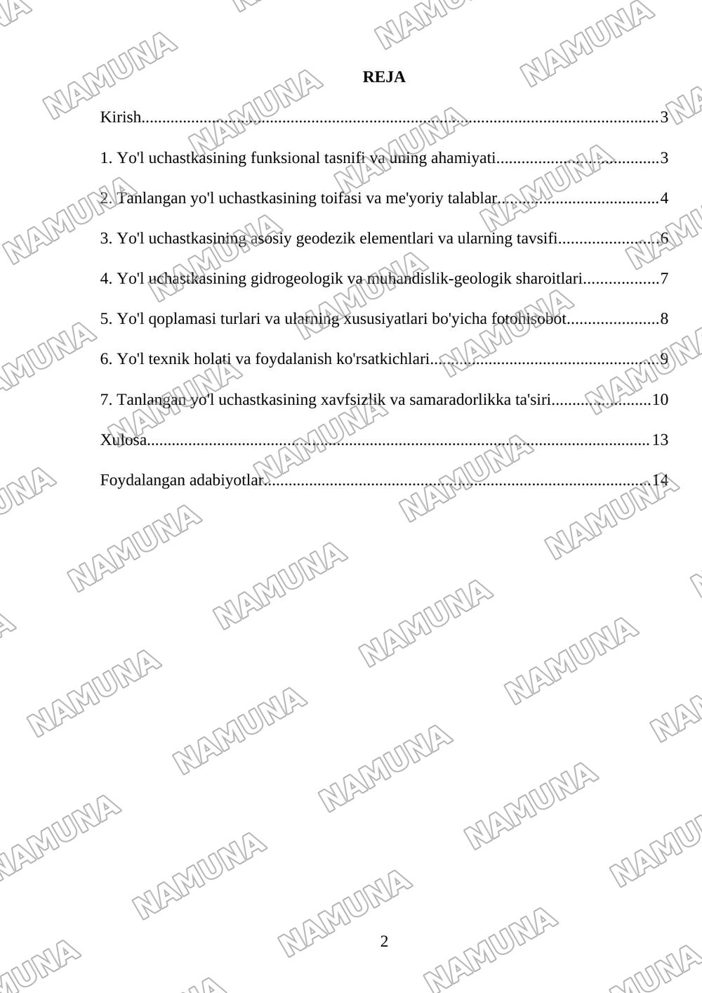 . Tanlangan yoʻl uchastkasining funksiyasi, toifasi va asosiy elementlari boʻyicha 12 fotohisobot. — 2-varaq