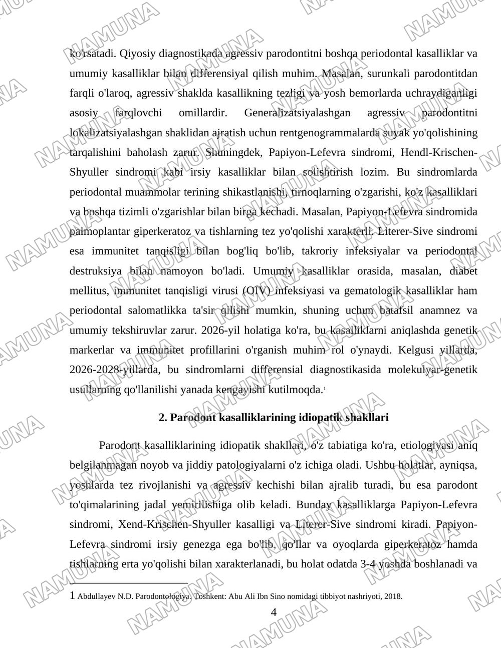 Parodont kasalliklarining agressiv shakllari. Klinikasi, qiyosiy tashxisi, davolash, profilaktika. Idiopatik kasalliklar - Papiyon- Lefevra, Xend-Krischen-Shyuller, Literer-Sive sindromlari. Parodonto — 4-varaq
