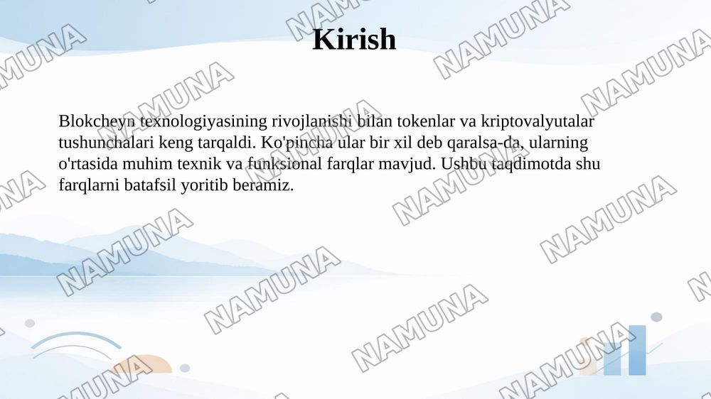 Tokenlar va kriptografiyalarning farqi — 3-slayd