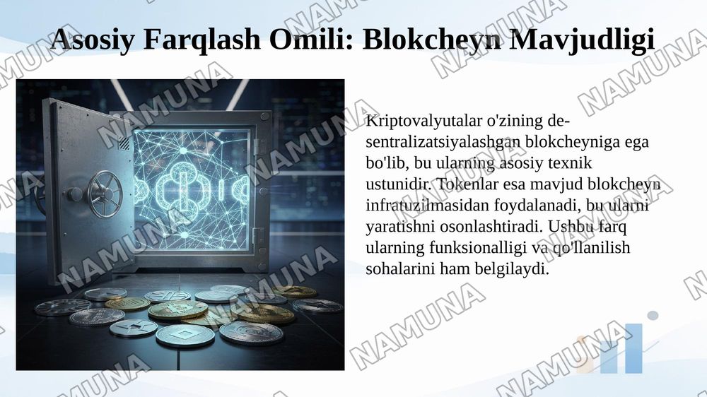 Tokenlar va kriptografiyalarning farqi — 6-slayd