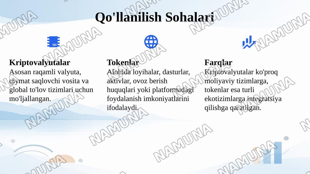 Tokenlar va kriptografiyalarning farqi — 8-slayd