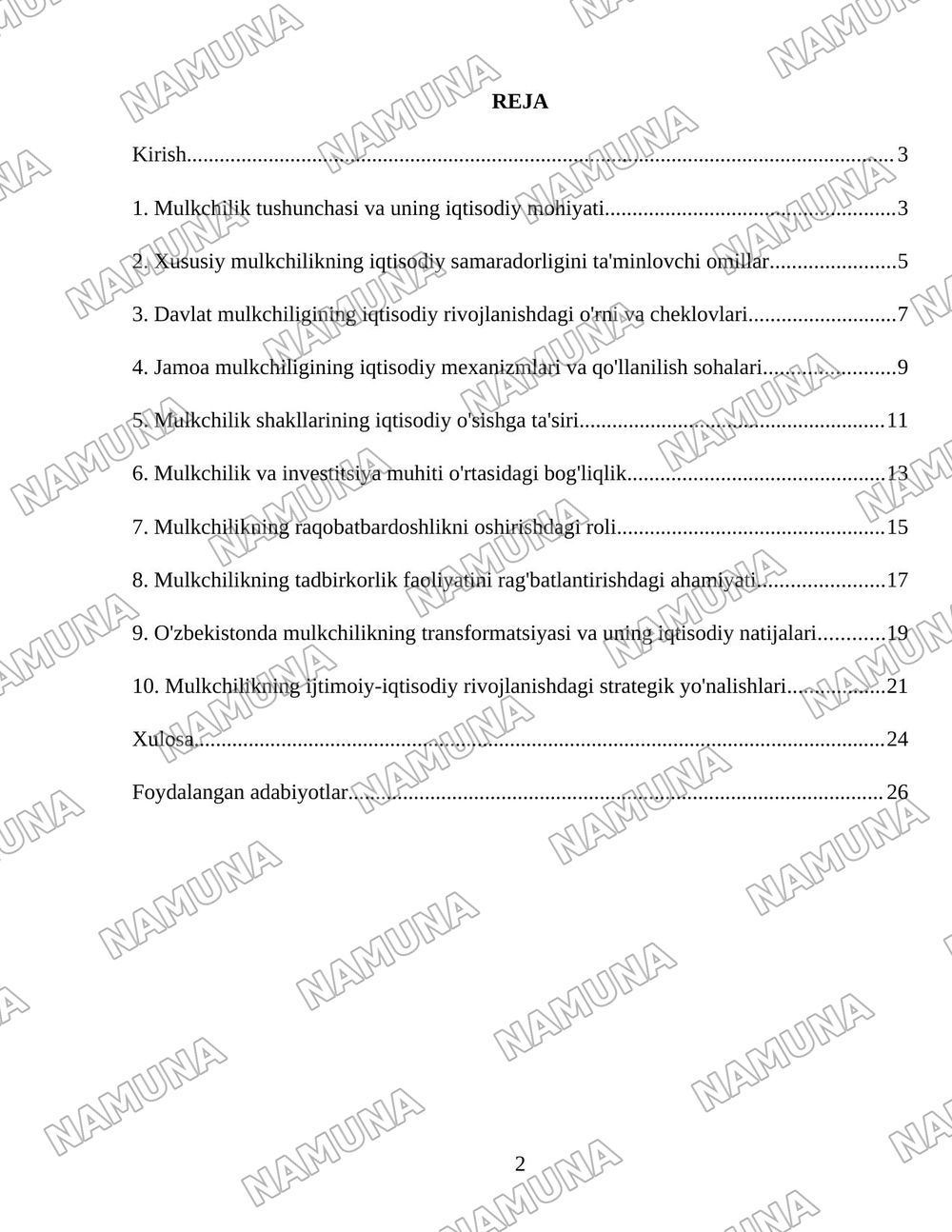 Mulkchilik konsepsiyasining iqtisodiy ustunliklar — 2-varaq