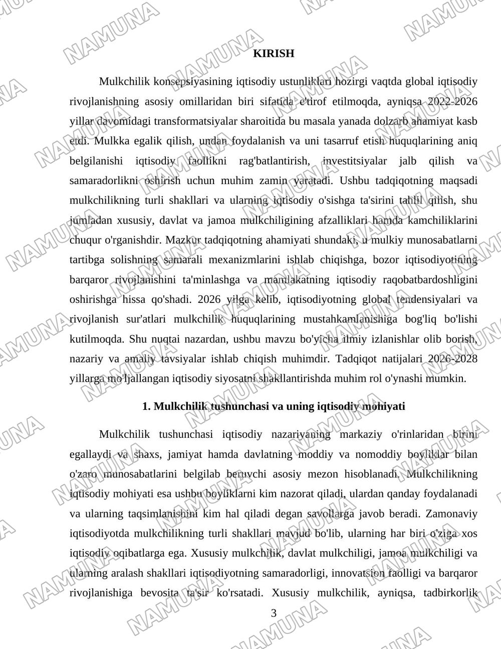 Mulkchilik konsepsiyasining iqtisodiy ustunliklar — 3-varaq