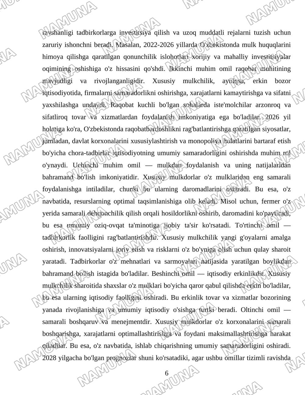 Mulkchilik konsepsiyasining iqtisodiy ustunliklar — 6-varaq