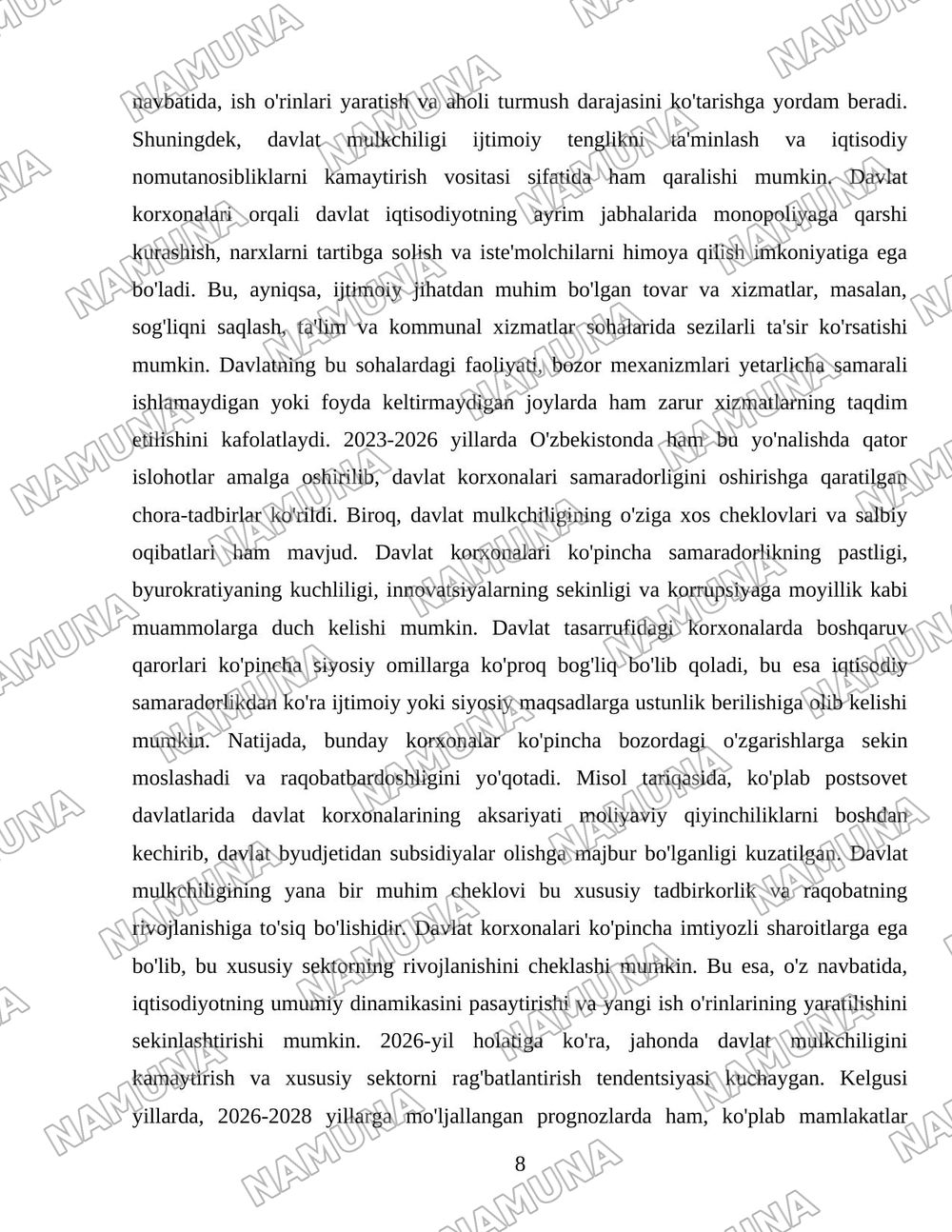 Mulkchilik konsepsiyasining iqtisodiy ustunliklar — 8-varaq