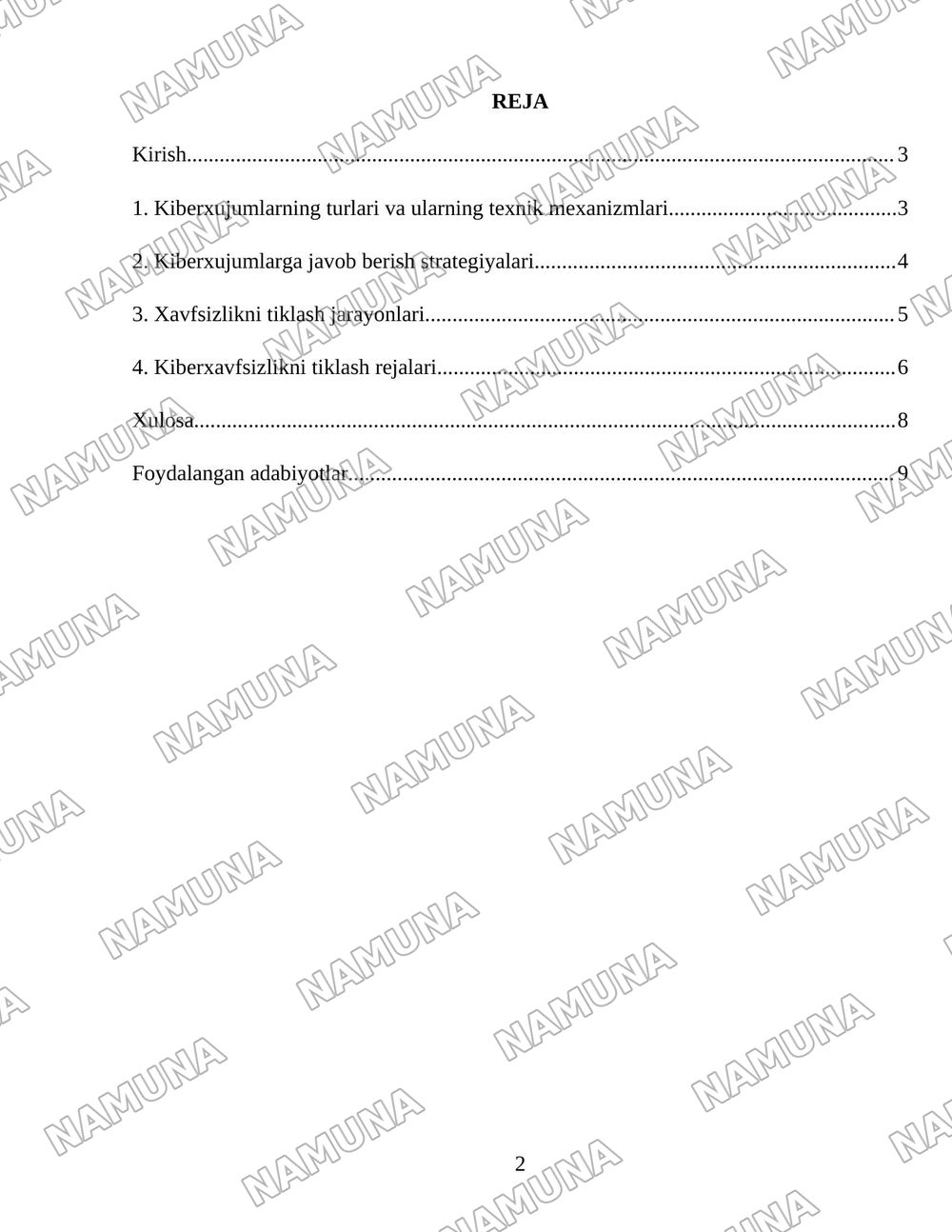 Kiberxujumlarga javob berishi va xavfsizlikni tiklash rejalari — 2-varaq