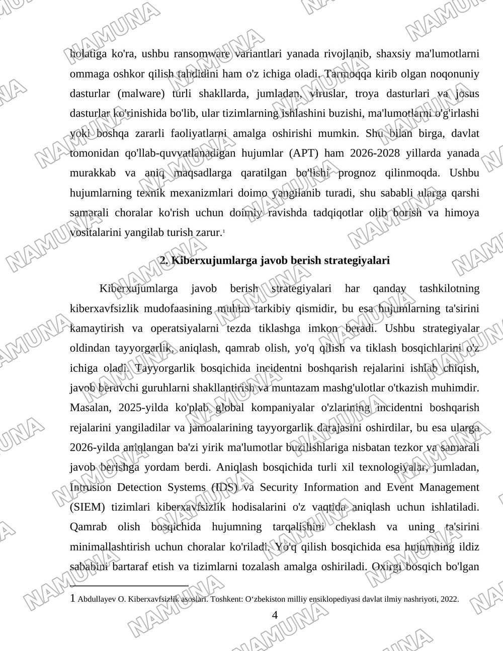 Kiberxujumlarga javob berishi va xavfsizlikni tiklash rejalari — 4-varaq