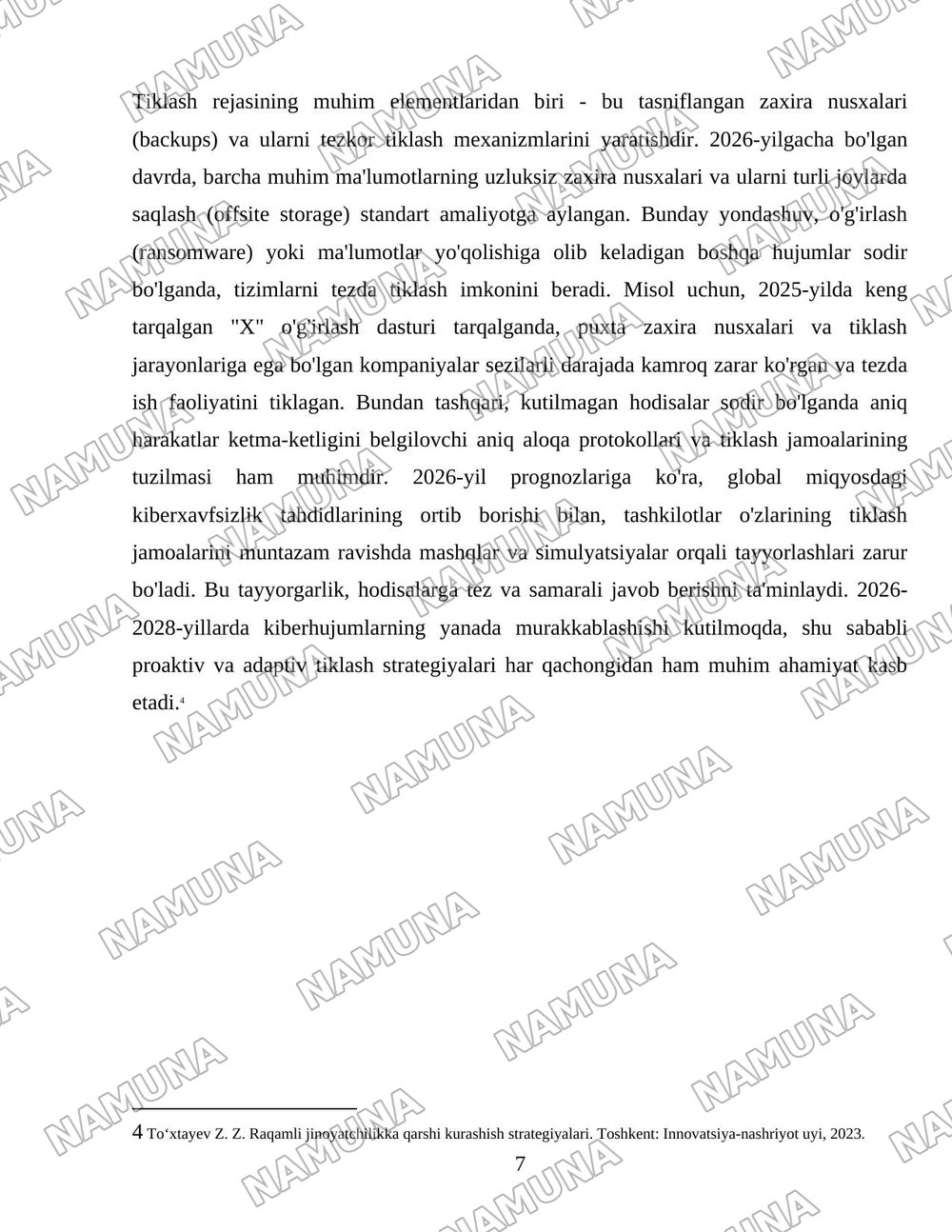 Kiberxujumlarga javob berishi va xavfsizlikni tiklash rejalari — 7-varaq