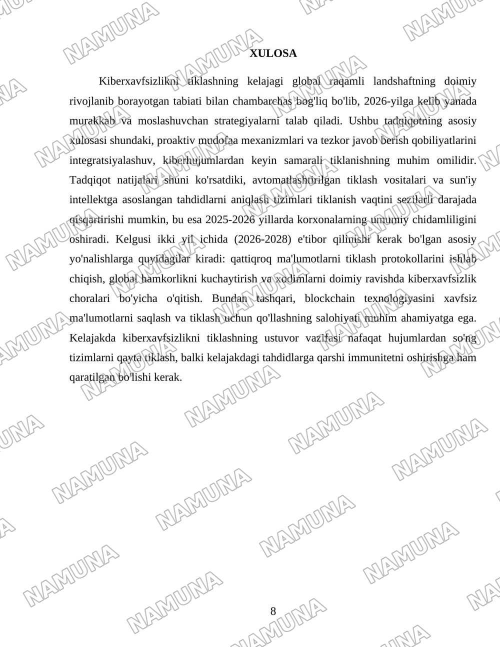Kiberxujumlarga javob berishi va xavfsizlikni tiklash rejalari — 8-varaq