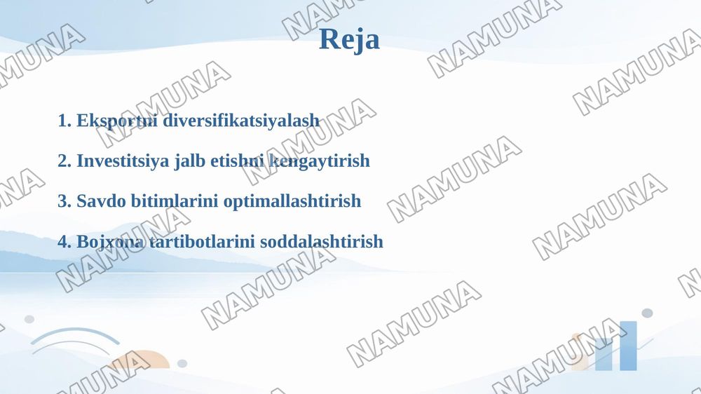 O'zbekistonning tashqi savdo siyosatining ustuvor yo'nalishlari — 2-slayd