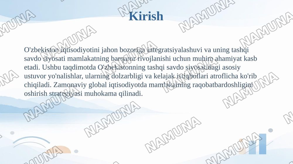 O'zbekistonning tashqi savdo siyosatining ustuvor yo'nalishlari — 3-slayd