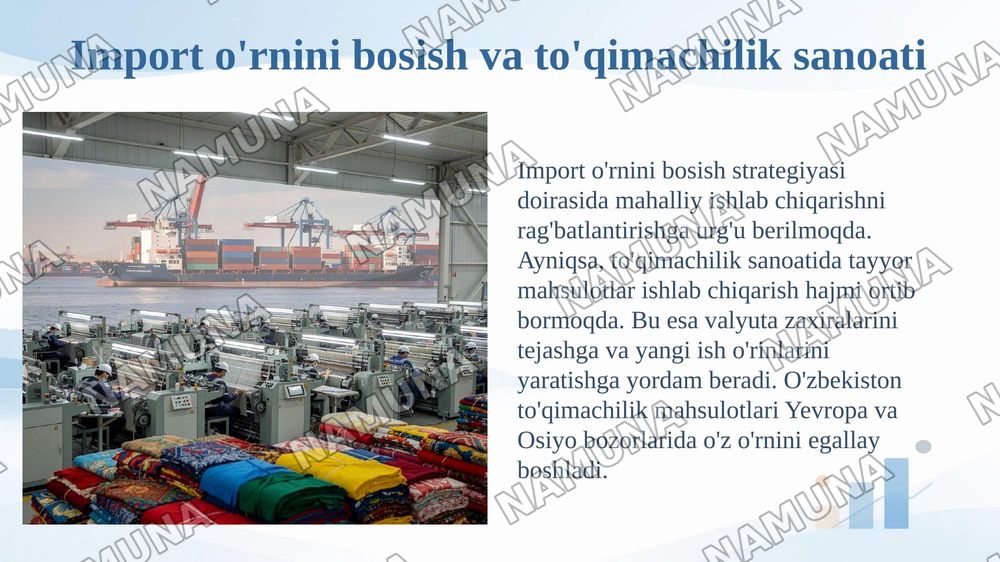 O'zbekistonning tashqi savdo siyosatining ustuvor yo'nalishlari — 6-slayd