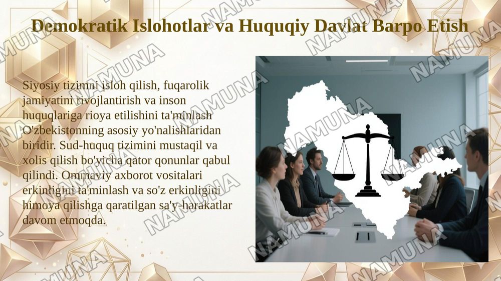 Mustaqil O'zbekiston:rivojlanish yonalishlari va muammolari — 5-slayd