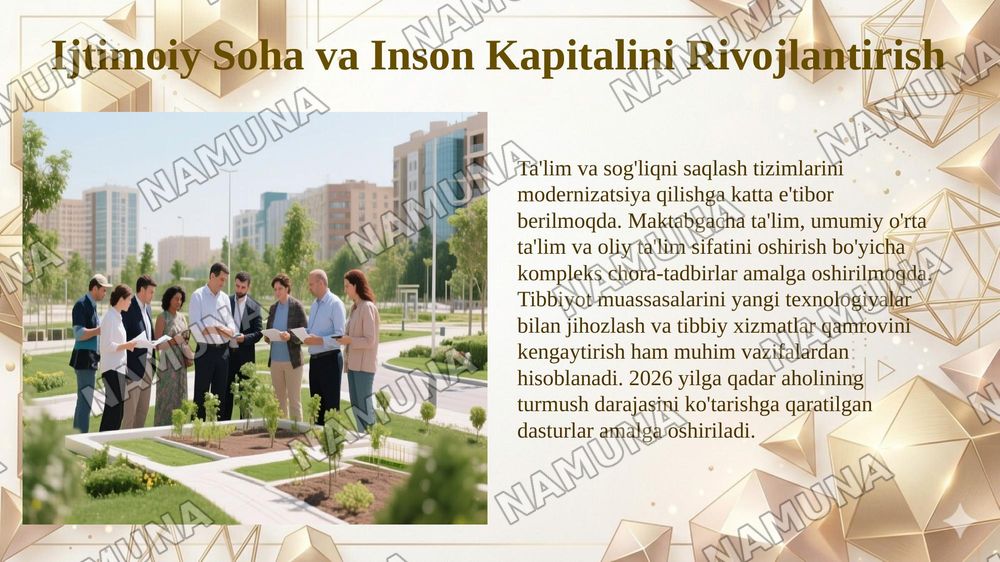 Mustaqil O'zbekiston:rivojlanish yonalishlari va muammolari — 6-slayd
