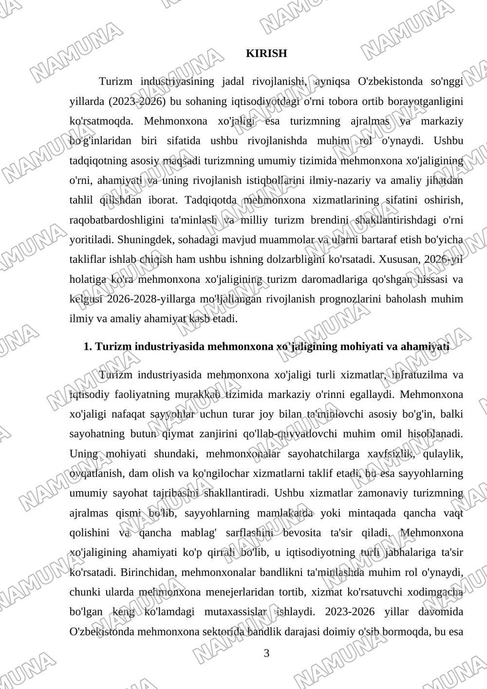 Turizmda mehmonxona xöjaligining örni — 3-varaq