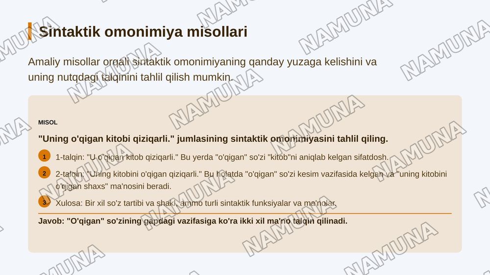 Sintaktik omonimiya.Stilistik sintagmallash. — 6-slayd