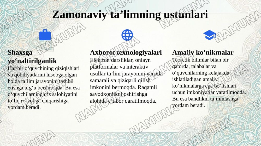 Oʻzbekistonda taʼlim islohotlari va ularning ijtimoiy va madaniy hayotda aks etishi — 8-slayd