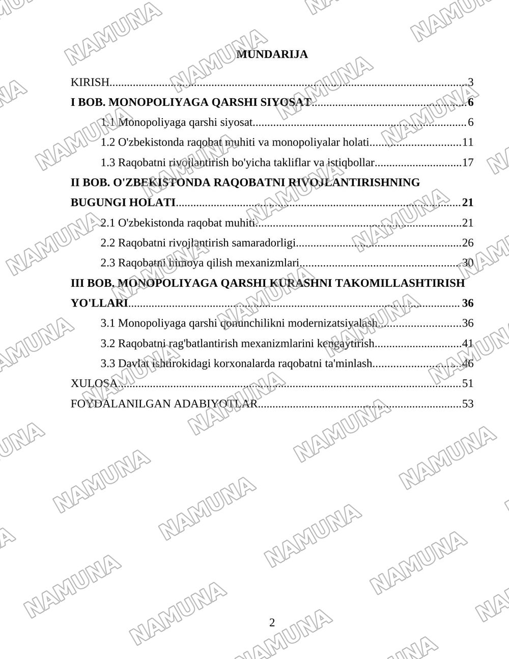 O'zbekistonda monopoliyaga qarshi siyosat va raqobatni rivojlantirish hamda himoya qilishni yanada kuchaytirish yo'llari — 2-varaq