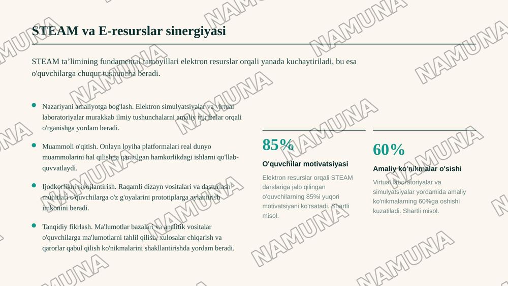 STEAM ta’lim texnologiyasini tadbiq etishda elektron ta’lim resurslaridan foydalanish — 5-slayd