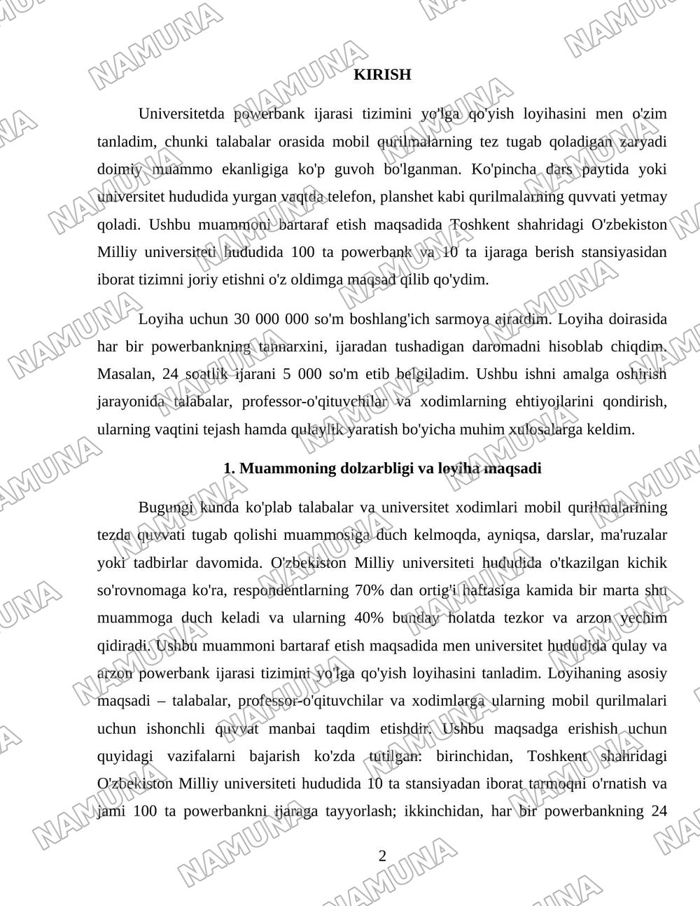 Universitetda powerbank ijarasi tizimi — 2-varaq