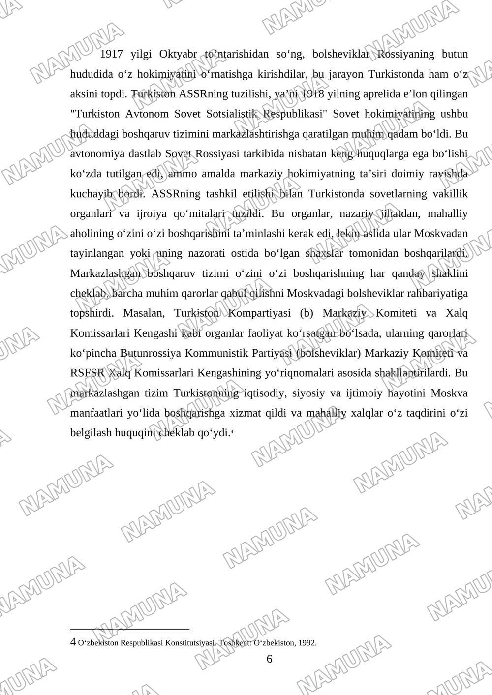 14-mavzu: Oktyabr toʻntarishidan soʻng Oʻzbekiston hududida davlat va huquq. — 6-varaq