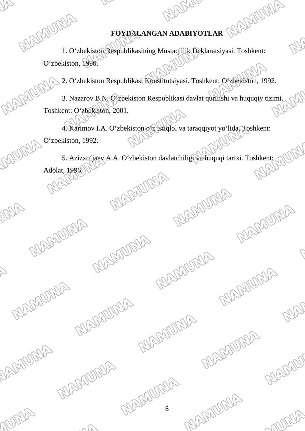 14-mavzu: Oktyabr toʻntarishidan soʻng Oʻzbekiston hududida davlat va huquq. — 8-varaq