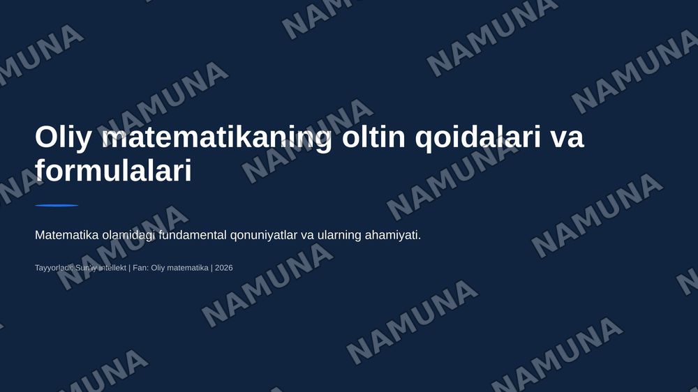 Olim matematikaning oltin qoidalari va formulalari — 1-slayd