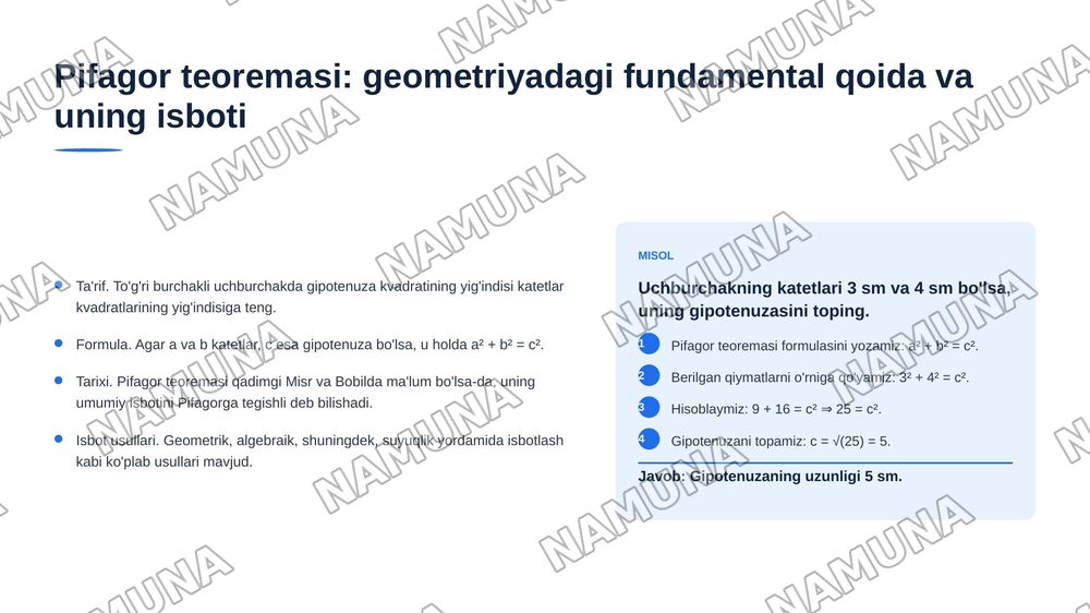 Olim matematikaning oltin qoidalari va formulalari — 5-slayd