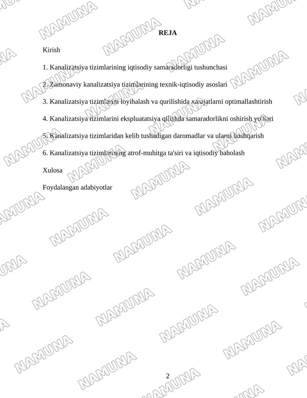 Канализация тизимлари иқтисодий самарадорлиги. — 2-varaq