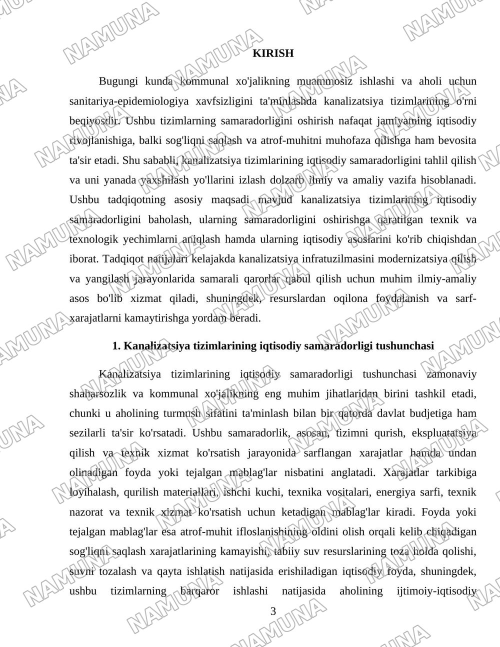 Канализация тизимлари иқтисодий самарадорлиги. — 3-varaq