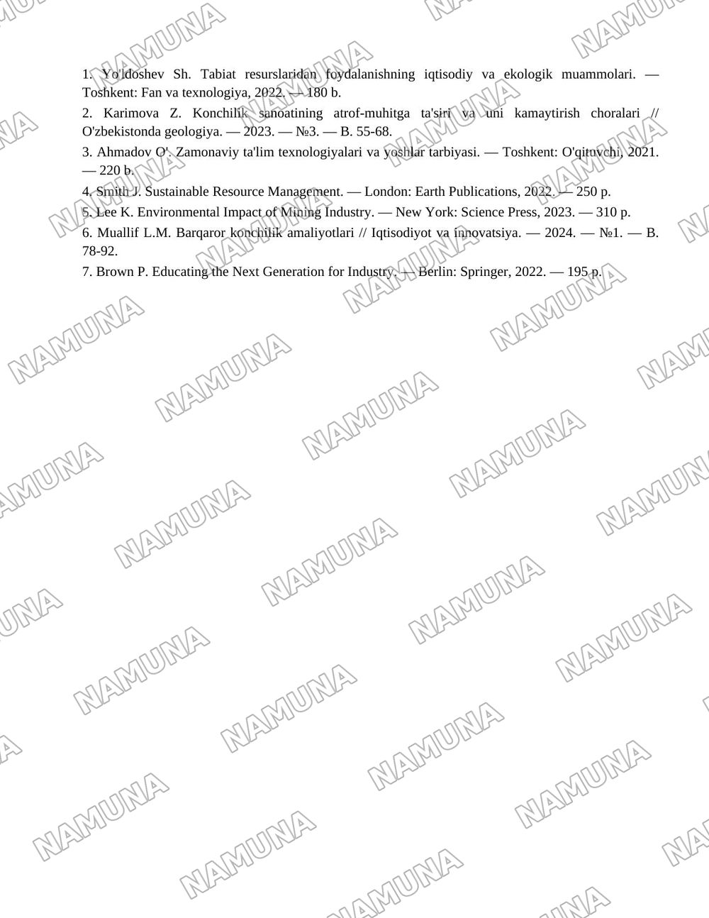 Insonlarning tabiat resurslariga munosabati va kelajak yoshlarini konchilik sohasida rivojlantirish — 5-varaq