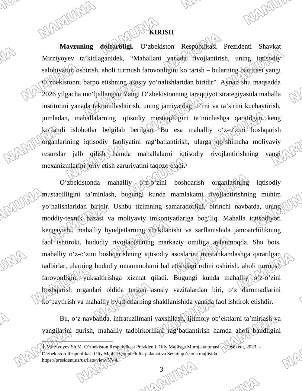 O‘zbekistonda mahalliy o‘z-o‘zini boshqarishning iqtisodiy asosini mustahkamlash — 3-varaq