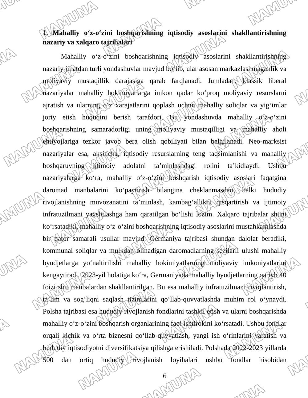 O‘zbekistonda mahalliy o‘z-o‘zini boshqarishning iqtisodiy asosini mustahkamlash — 6-varaq