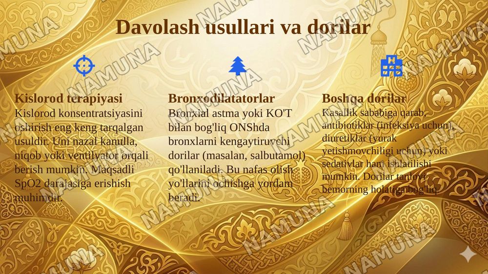 O'tkir nafas yetishmovchiligida tez tibbiy yordam. — 8-slayd