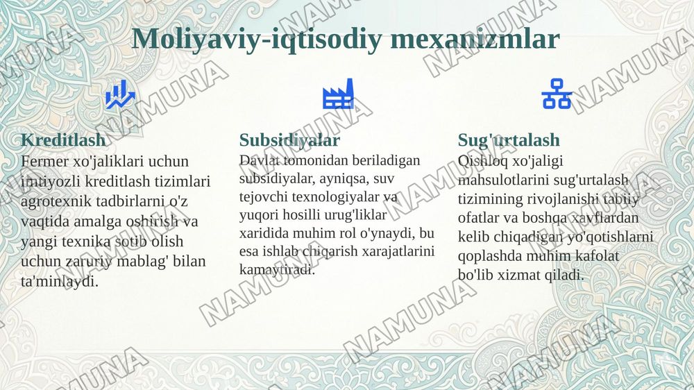 O'zbekistonda agrar munosabatlar va ularning o'ziga xos xususiyatlari — 7-slayd