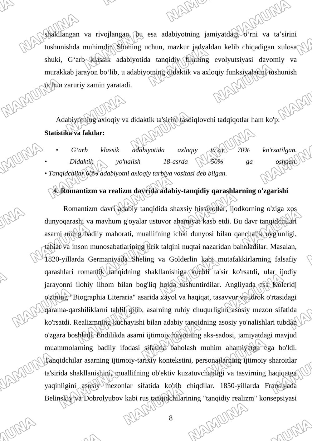 Ğarb klassik adabiyotida adabiy-tanqidiy fikrlar taraqqiyoti — 8-varaq