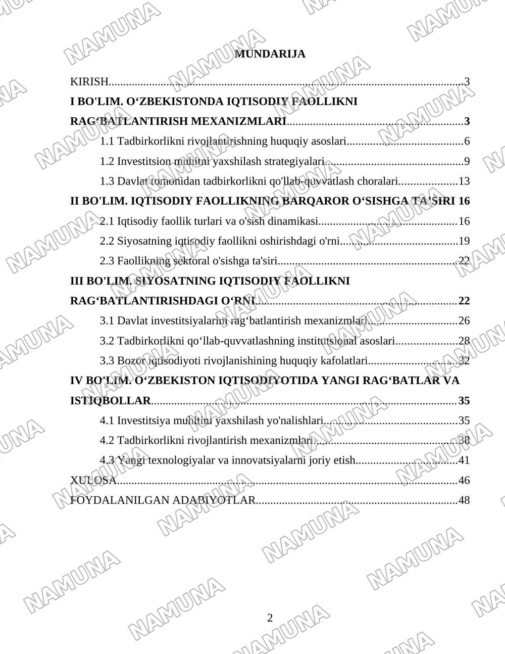 Oʻzbekistonda barqaror iqtisodiy oʻsishni taminlashda iqtisodiy faollikni ragʻbatlantirishga qaratilgan siyosatning roli — 2-varaq