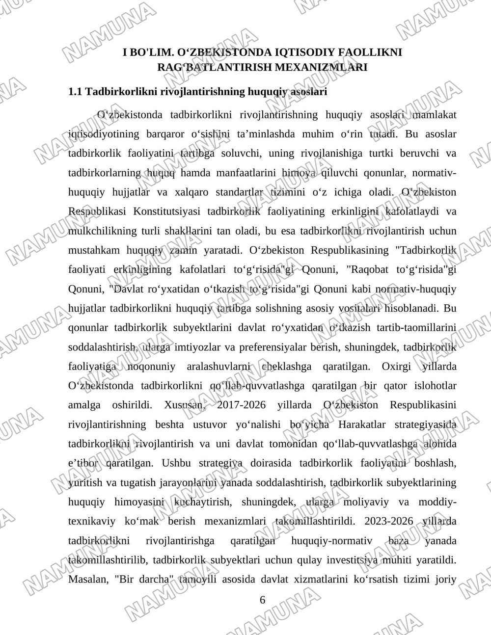 Oʻzbekistonda barqaror iqtisodiy oʻsishni taminlashda iqtisodiy faollikni ragʻbatlantirishga qaratilgan siyosatning roli — 6-varaq