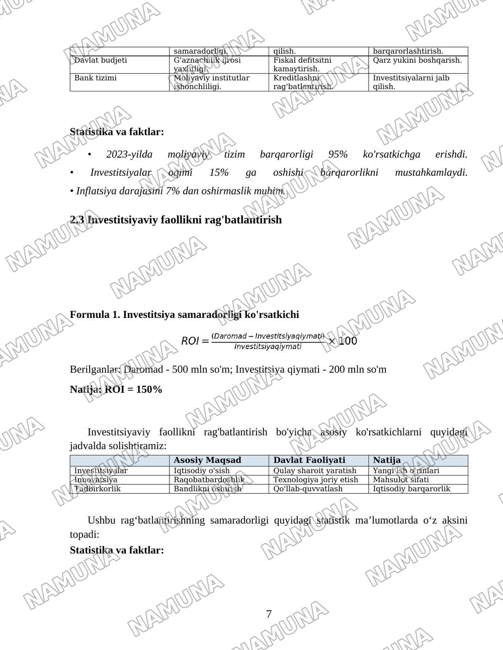 Davlatning iqtisodiy xavfsizlikni taʼminlashning ustuvor yoʻnalishlari — 7-varaq