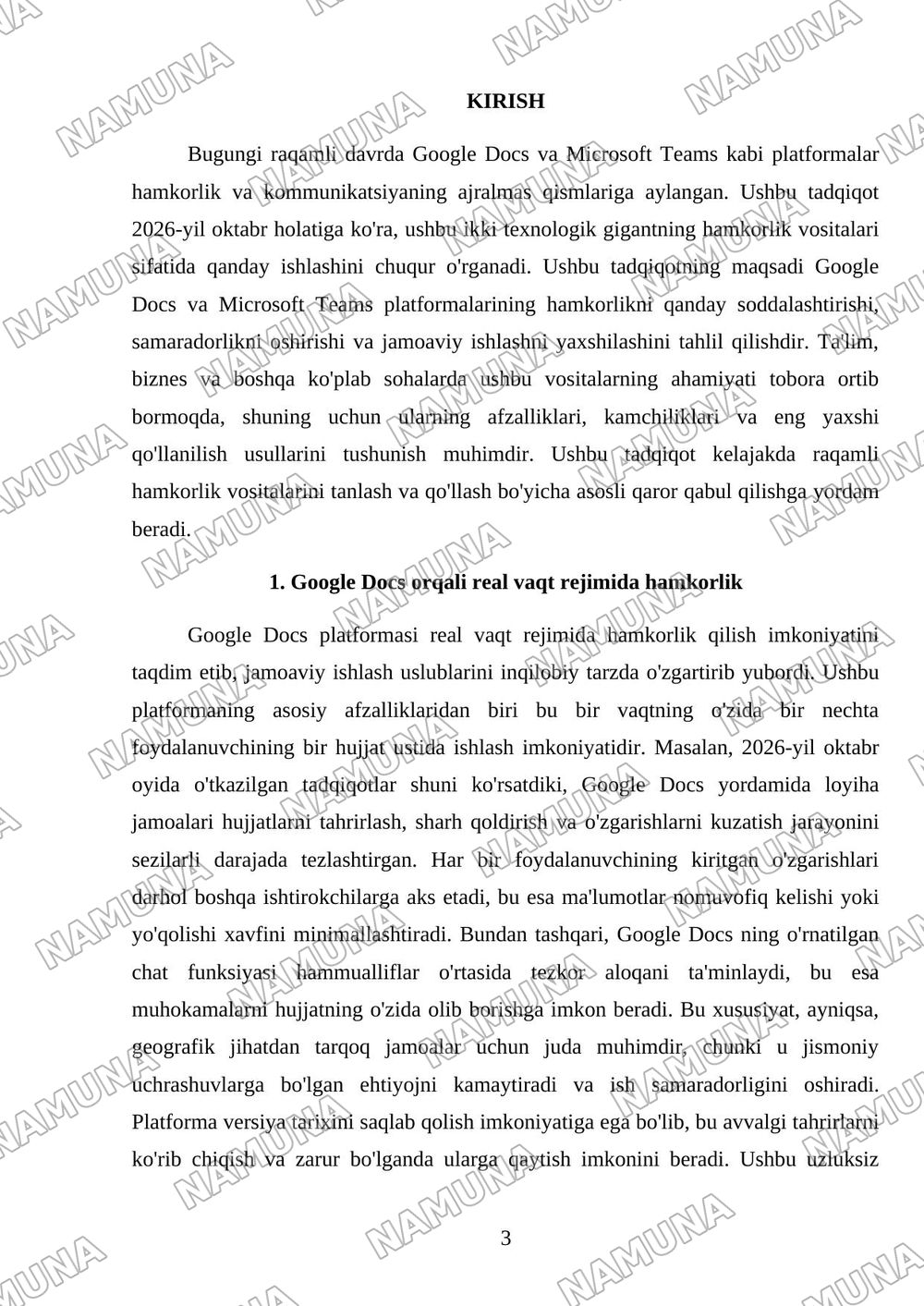 Google Dece yoki Microsoft Tems orqali hamkorlik — 3-varaq