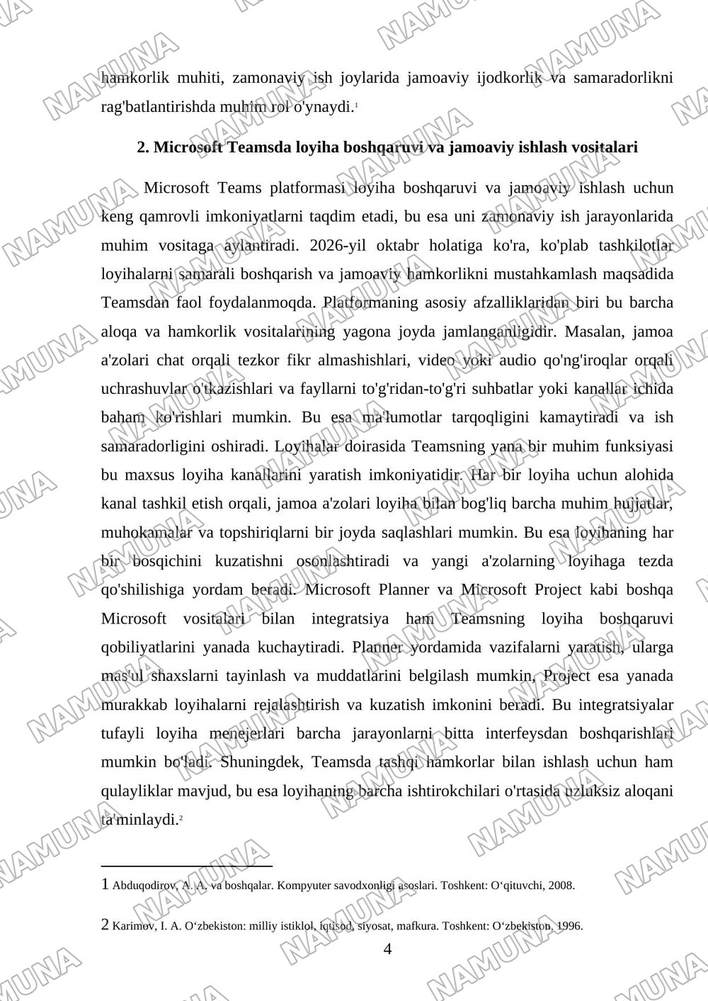 Google Dece yoki Microsoft Tems orqali hamkorlik — 4-varaq